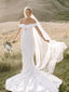 Simple Off-The-Shoulder Satin Wedding Dresses Mermaid  Bridal Gowns WD485