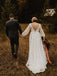 Tulle Appliques Illusion Long Sleeves V-Neck Backless Wedding Dresses  WD489