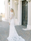 Long Sleeves High Neck Lace Appliqued Mermaid Wedding Dresses WD493