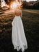 Elegant Long Tulle Halter Neckline Backless A-line Wedding Dresses With Appliques WD499
