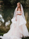 Simple Spaghetti Straps A-line Wedding Dresses Tiered Tulle Bridal Gowns WD500