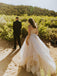 Beautiful V-Neck Spaghetti Straps Backless A-line Wedding Dresses Tulle Bridal Gowns WD501