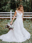 Beautiful Lace Tulle V-neck  A-line Wedding Dress With Appliques WD502