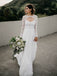 Simple Lace Chiffon  A-line Long Sleeves Backless Wedding Dresses WD509
