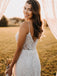 Beautiful Slit V-Neck Lace Spaghetti Straps  Sheath Wedding Dress WD523