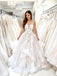 Illusion Sleeveless Tulle Appliqued A-line Sweep Train  Wedding Dresses WD524