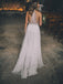 SimpleTulle Halter Neckline Sweep Train A-line Backless Wedding Dress WD525