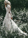Vintage Long Sleeves Lace Wedding Dresses Mermaid Backless Bridal Gowns WD528