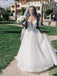 Elegant Lace Deep V-neck Spaghetti Straps A-line Wedding Dresses With Beaded WD539