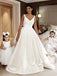 Delicate Satin V-neckline A-line Chapel Train Bridal Gowns With Beaded WD560