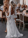 Attractive V-neck Floral Bead Lace Long Sleeve Bridal Gowns WD565