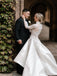 Elegant High-Neck Long Sleeves Chapel Train Appliqued Beaded Wedding Dresses WD568