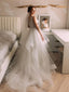 Popular Tulle Spaghetti Straps A-line Wedding Dresses With Beaded Appliques WD578