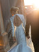 Grace Satin Long Sleeves Chapel Train Backless Mermaid Wedding Dress WD581