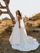 Elegant Deep V-neckline Appliqued Satin Chapel Train A-line Wedding Dresses WD587