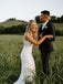 Modern Satin Dual Shoulder Straps Neckline Sweep Train Wedding Dresses With Appliques WD589