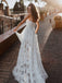 Charming A-Line Lace Backless V-Neck Spaghetti Straps Wedding Dress WD593