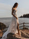 Charming A-Line Lace Backless V-Neck Spaghetti Straps Wedding Dress WD593