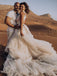 Amazing A-line Chapel Train Tulle Simple Wedding Dresses WD598