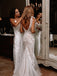 Delicate Tulle Spaghetti Straps Appliques Mermaid Sweep Train Wedding Dresses WD602