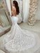 Charming Spaghetti Straps Mermaid Wedding Dresses Lace Appliqued Gowns WD611