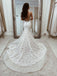 Charming Spaghetti Straps Mermaid Wedding Dresses Lace Appliqued Gowns WD611
