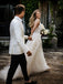Fabulous Tulle V-neck A-line Sweep Train Wedding Gowns With Beaded WD613