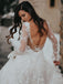 Graceful Appliqued A-line Wedding Dresses With Long Sleeves Lace Bridal Gowns WD616