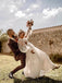 Vintage Long Sleeves Tulle & Lace V-Neck Wedding Dresses Backless Bridal Gowns WD626