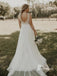 Fabulous Tulle V-neckline A-line Sweep Train Wedding Gowns With Appliqued WD628