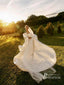 Chic Satin Sweetheart Neckline A-line Wedding Dresses With Chapel Train WD631