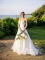 Gorgeous Floral Lace Sweep Train Wedding Dresses Sweetheart A-line Bridal Gowns WD632