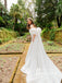 Gorgeous Satin Off-the-shoulder Mermaid Chapel Train Wedding Dresses WD639