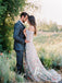 Attractive Floral Lace Off-the-shoulder Neckline A-line Sweep Train Wedding Dresses WD640