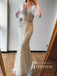 Romantic Boho Lace V-neckline Long Sleeves Mermaid Wedding Dresses With Beaded WD642