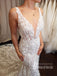 Excellent Deep V-neckline Appliques Tulle Wedding Dresses Mermaid Backless Bridal Gowns WD643