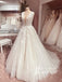 Excellent Tulle Deep V-neckline A-line Chapel Train Wedding Gowns With Appliques WD644