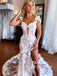 Marvelous Off-the-shoulder Appliques Tulle Sheath Wedding Dresses With Split WD648