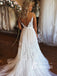 Fabulous Boho Tulle Spaghetti Straps A-line Backless Chapel Train Wedding Gowns WD655