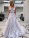 Marvelous Tulle V-neck A-line Wedding Dresses Appliques Long Bridal Gowns WD662