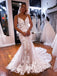 Delicate Tulle Appliques Spaghetti Straps Mermaid Chapel Train Wedding Dresses WD669