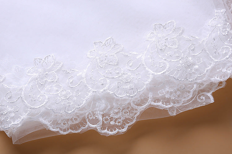Marvelous Tulle Appliqued Long White Wedding Veils WV009