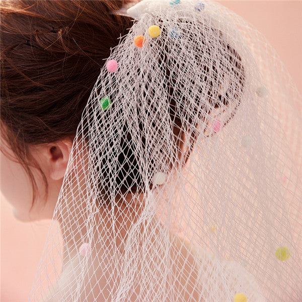 Sweet Tulle Short 2 Layers Colorballed Wedding Veil WV017