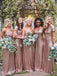 BohoProm Bridesmaid Dress A-line Asymmetric/Bateau/Sweetheart/Spaghetti Strap Floor-Length Sequin Bridesmaid Dresses 2806