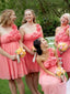 A-line Asymmetric Knee-Length Chiffon Short Bridesmaid Dresses HX0023