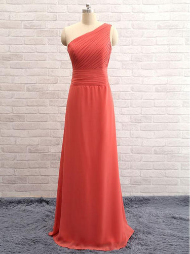 BohoProm Bridesmaid Dress A-line Asymmetric Sweep Train Chiffon Simple Bridesmaid Dresses ABC00018