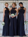 BohoProm Bridesmaid Dress A-line Halter Floor-Length Chiffon Appliqued Bridesmaid Dresses ASD26701