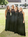 BohoProm Bridesmaid Dress A-line Halter Floor-Length Chiffon Black Bridesmaid Dresses ABC0005