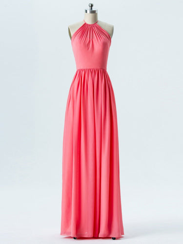 BohoProm Bridesmaid Dress A-line Halter Floor-Length Chiffon Bridesmaid Dresses 2867