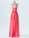 BohoProm Bridesmaid Dress A-line Halter Floor-Length Chiffon Bridesmaid Dresses 2867